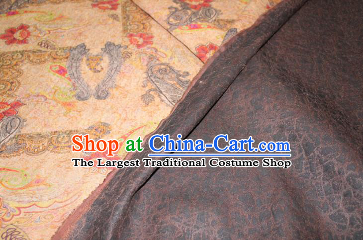 Chinese Cheongsam Yellow Satin Fabric Traditional Gambiered Guangdong Gauze Classical Royal Pattern Silk Drapery