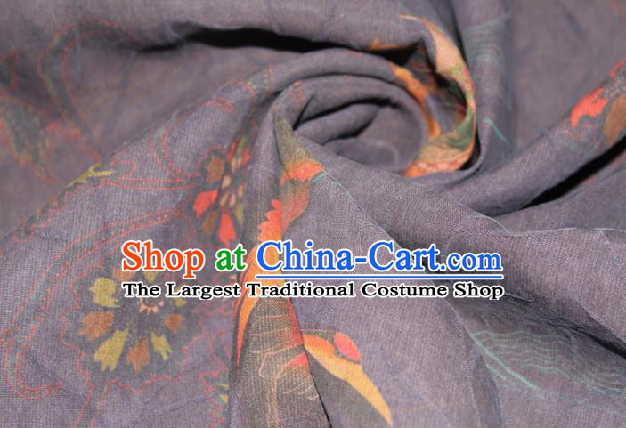 Chinese Cheongsam Nazvy Satin Fabric Traditional Gambiered Guangdong Gauze Classical Wild Goose Pattern Silk Drapery