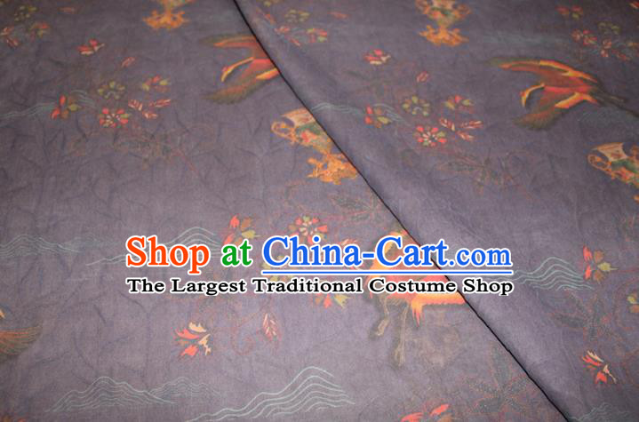 Chinese Cheongsam Nazvy Satin Fabric Traditional Gambiered Guangdong Gauze Classical Wild Goose Pattern Silk Drapery