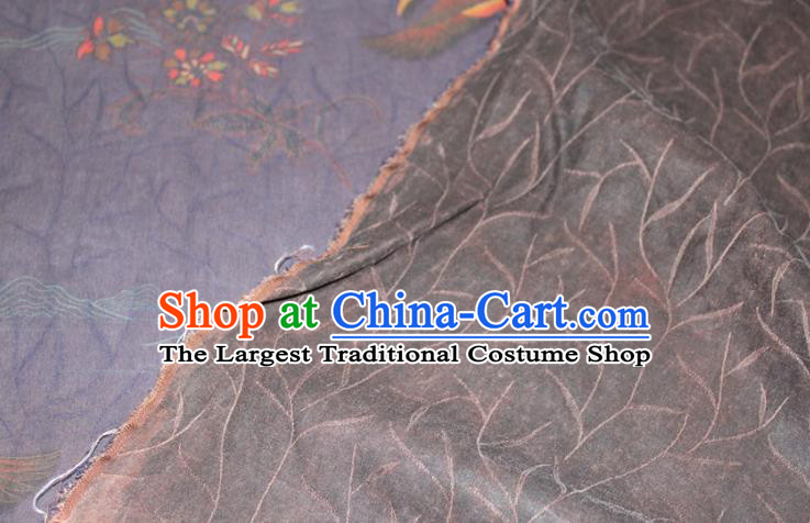 Chinese Cheongsam Nazvy Satin Fabric Traditional Gambiered Guangdong Gauze Classical Wild Goose Pattern Silk Drapery