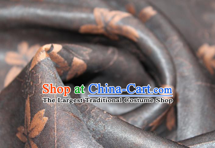 Chinese Classical Clover Pattern Silk Drapery Traditional Cheongsam Gambiered Guangdong Gauze Black Silk Fabric