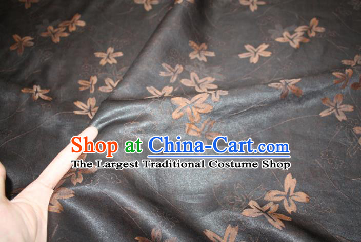 Chinese Classical Clover Pattern Silk Drapery Traditional Cheongsam Gambiered Guangdong Gauze Black Silk Fabric