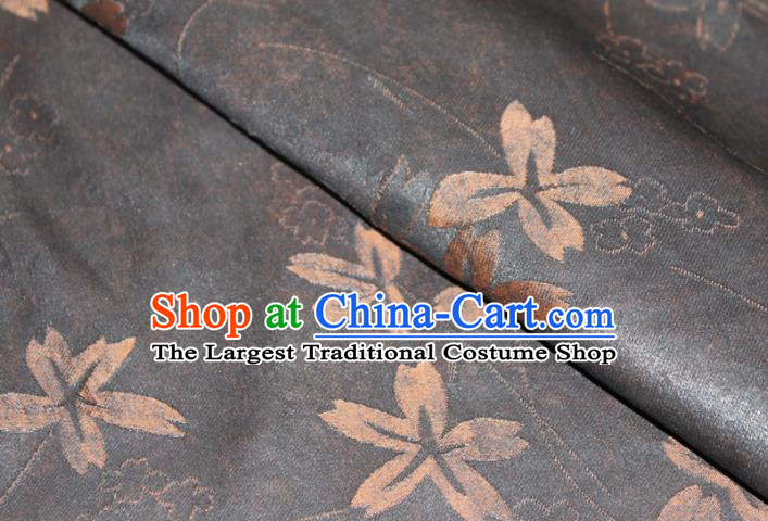 Chinese Classical Clover Pattern Silk Drapery Traditional Cheongsam Gambiered Guangdong Gauze Black Silk Fabric