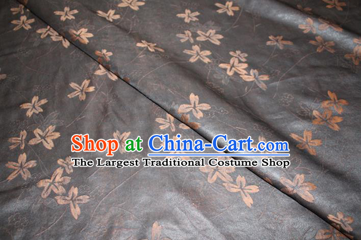 Chinese Classical Clover Pattern Silk Drapery Traditional Cheongsam Gambiered Guangdong Gauze Black Silk Fabric