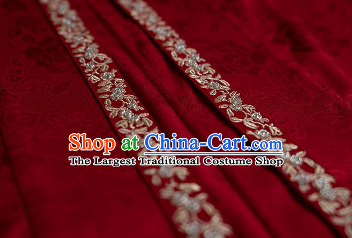 Ancient China Traditional Wedding Hanfu Clothing Song Dynasty Court Empress Red Historical Costumes Complete Set