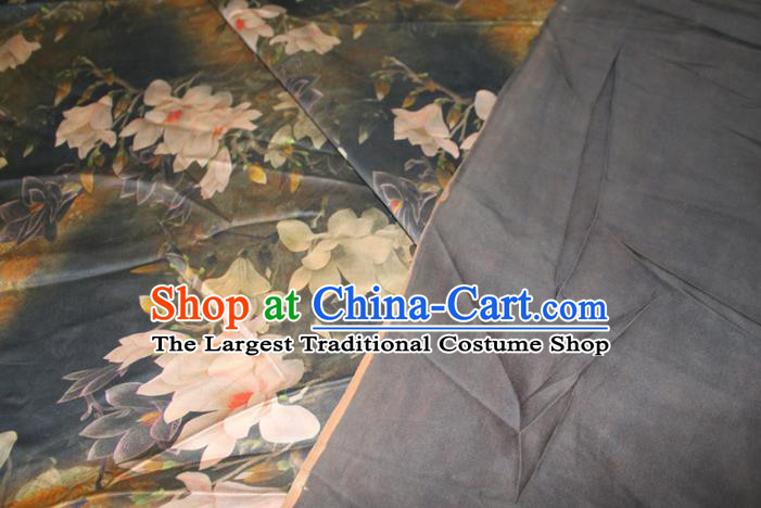 Chinese Classical Mangnolia Pattern Silk Drapery Traditional Cheongsam Gambiered Guangdong Gauze Fabric