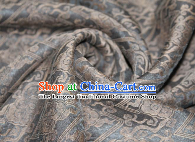 Chinese Traditional Grey Gambiered Guangdong Gauze Cheongsam Satin Fabric Classical Cloud Pattern Silk Drapery