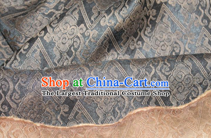 Chinese Traditional Grey Gambiered Guangdong Gauze Cheongsam Satin Fabric Classical Cloud Pattern Silk Drapery