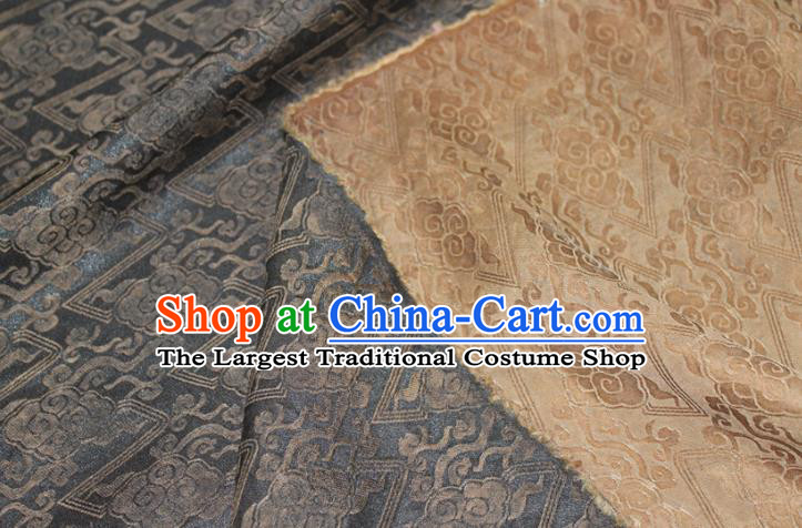 Chinese Traditional Grey Gambiered Guangdong Gauze Cheongsam Satin Fabric Classical Cloud Pattern Silk Drapery