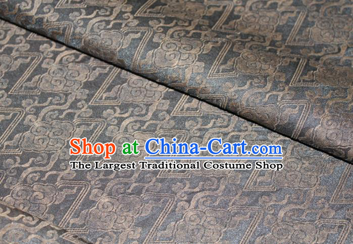 Chinese Traditional Grey Gambiered Guangdong Gauze Cheongsam Satin Fabric Classical Cloud Pattern Silk Drapery