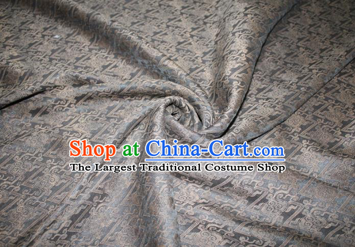 Chinese Traditional Grey Gambiered Guangdong Gauze Cheongsam Satin Fabric Classical Cloud Pattern Silk Drapery