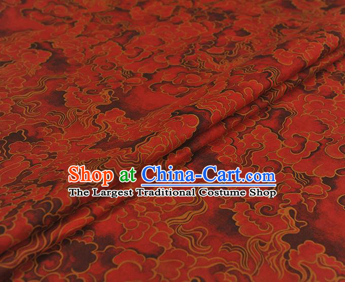Chinese Classical Clouds Pattern Silk Drapery Traditional Gambiered Guangdong Gauze Cheongsam Red Satin Fabric