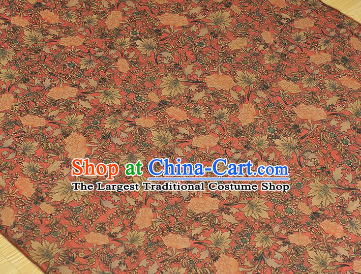 Chinese Classical Flowers Pattern Silk Drapery Traditional Gambiered Guangdong Gauze Cheongsam Jacquard Fabric Red Satin