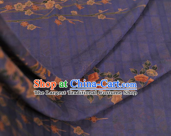 China Classical Jasmine Pattern Purple Silk Fabric Traditional Jacquard Satin Cheongsam Cloth