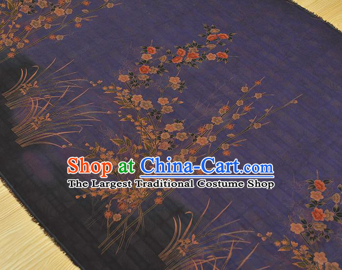 China Classical Jasmine Pattern Purple Silk Fabric Traditional Jacquard Satin Cheongsam Cloth