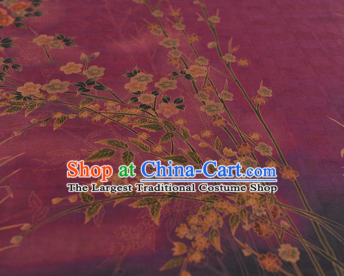 China Cheongsam Cloth Classical Jasmine Pattern Wine Red Silk Fabric Traditional Jacquard Satin