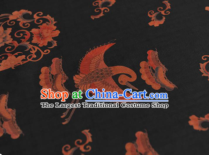 Chinese Black Gambiered Guangdong Gauze Traditional Cheongsam Silk Fabric Classical Phoenix Pattern Silk Drapery