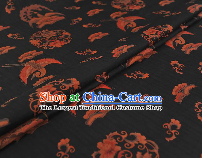 Chinese Black Gambiered Guangdong Gauze Traditional Cheongsam Silk Fabric Classical Phoenix Pattern Silk Drapery