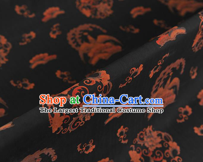 Chinese Black Gambiered Guangdong Gauze Traditional Cheongsam Silk Fabric Classical Phoenix Pattern Silk Drapery