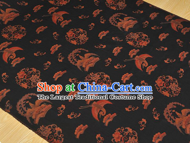 Chinese Black Gambiered Guangdong Gauze Traditional Cheongsam Silk Fabric Classical Phoenix Pattern Silk Drapery