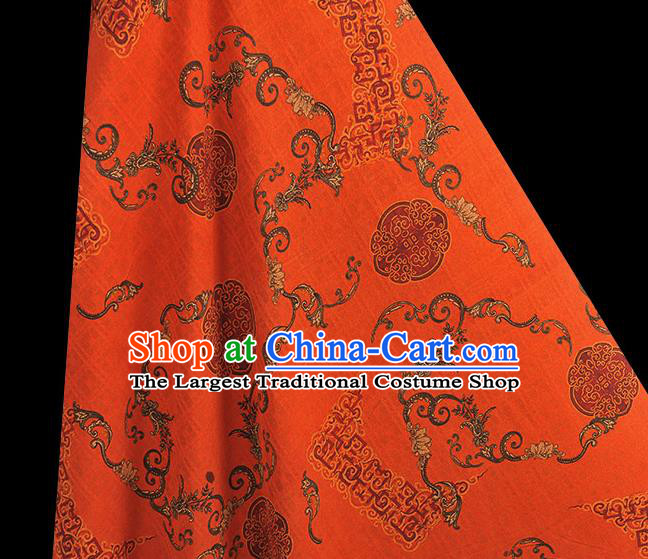 Chinese Red Gambiered Guangdong Gauze Traditional Cheongsam Silk Fabric Classical Auspicious Pattern Silk Drapery