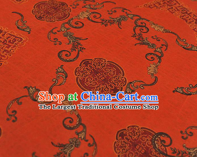 Chinese Red Gambiered Guangdong Gauze Traditional Cheongsam Silk Fabric Classical Auspicious Pattern Silk Drapery
