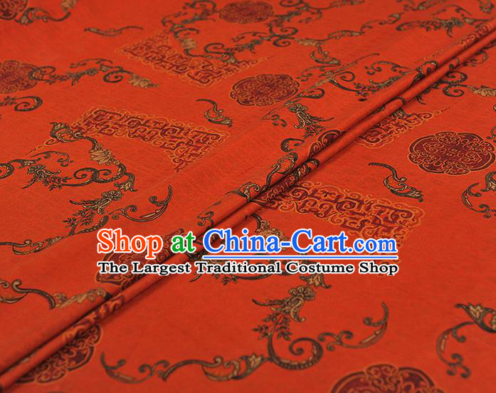 Chinese Red Gambiered Guangdong Gauze Traditional Cheongsam Silk Fabric Classical Auspicious Pattern Silk Drapery