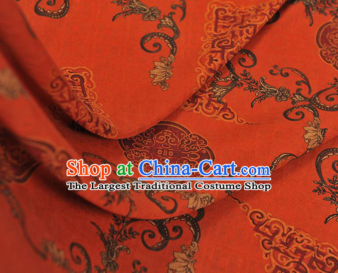 Chinese Red Gambiered Guangdong Gauze Traditional Cheongsam Silk Fabric Classical Auspicious Pattern Silk Drapery