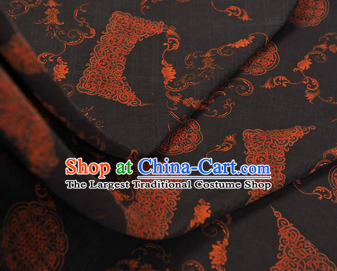 Chinese Traditional Silk Drapery Cheongsam Black Silk Fabric Classical Auspicious Pattern Gambiered Guangdong Gauze
