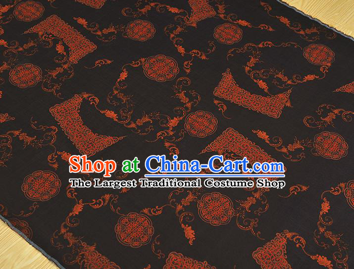 Chinese Traditional Silk Drapery Cheongsam Black Silk Fabric Classical Auspicious Pattern Gambiered Guangdong Gauze