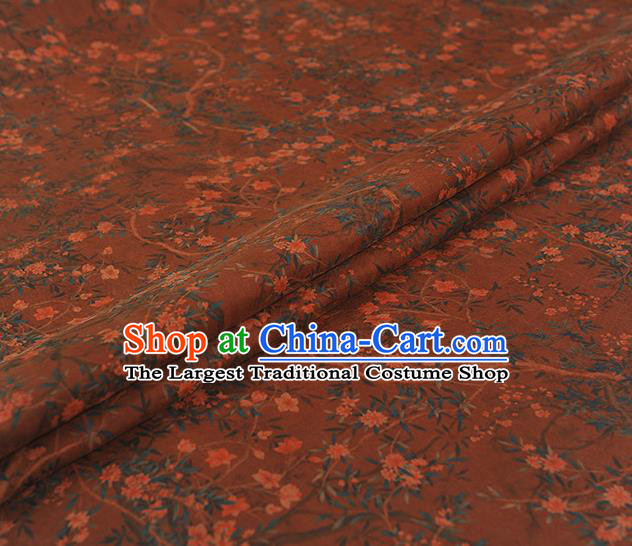 Chinese Classical Floral Pattern Brown Gambiered Guangdong Gauze Cheongsam Silk Fabric Traditional Silk Drapery