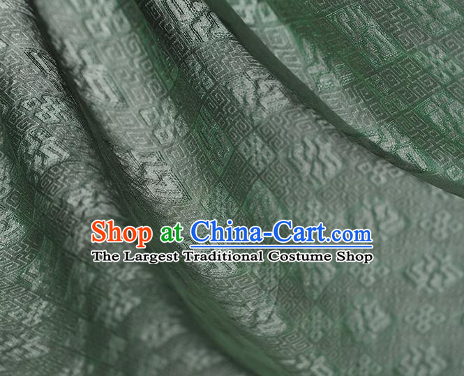 Chinese Traditional Green Silk Fabric Cheongsam Classical Rhombus Pattern Gambiered Guangdong Gauze Cloth
