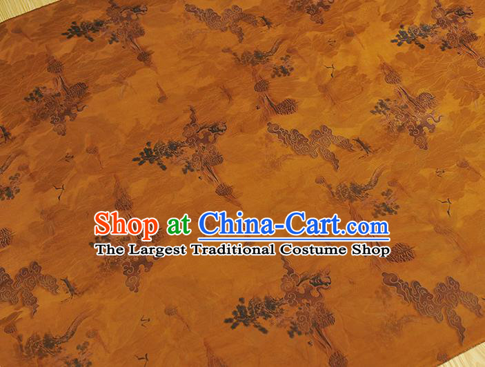 Chinese Classical Cloud Pattern Silk Gambiered Guangdong Gauze Fabric Traditional Cheongsam Yellow Satin Cloth