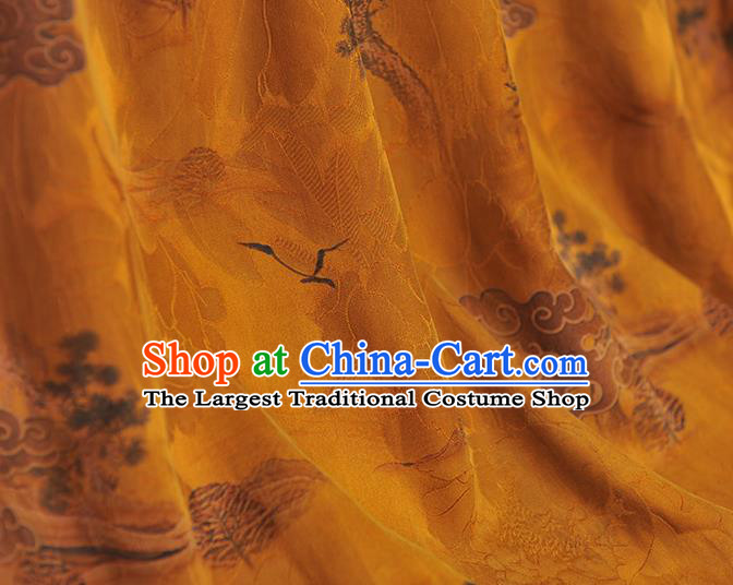 Chinese Classical Cloud Pattern Silk Gambiered Guangdong Gauze Fabric Traditional Cheongsam Yellow Satin Cloth