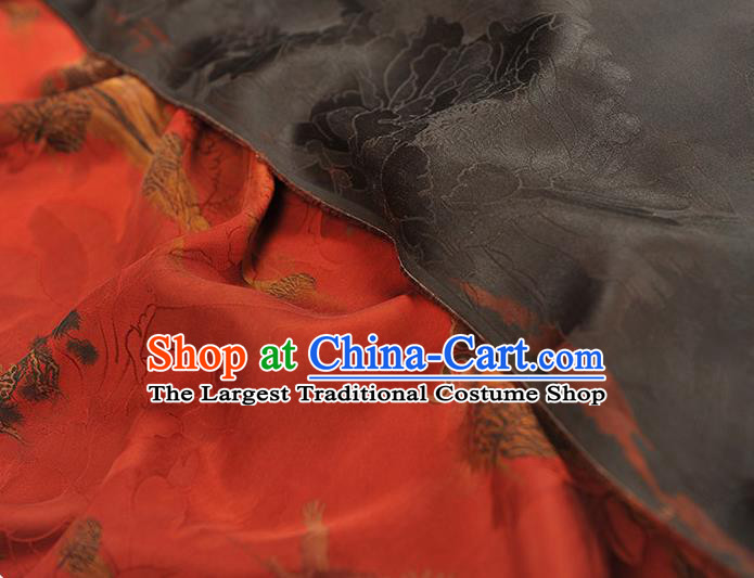 Chinese Red Gambiered Guangdong Gauze Fabric Traditional Cheongsam Satin Cloth Classical Cloud Pattern Silk