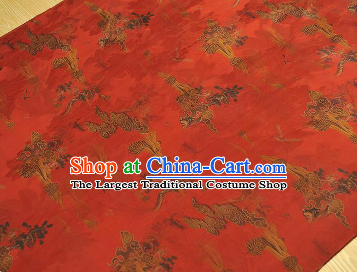 Chinese Red Gambiered Guangdong Gauze Fabric Traditional Cheongsam Satin Cloth Classical Cloud Pattern Silk