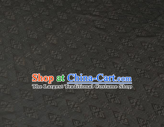 Chinese Cheongsam Cloth Traditional Black Silk Fabric Classical Rhombus Pattern Gambiered Guangdong Gauze