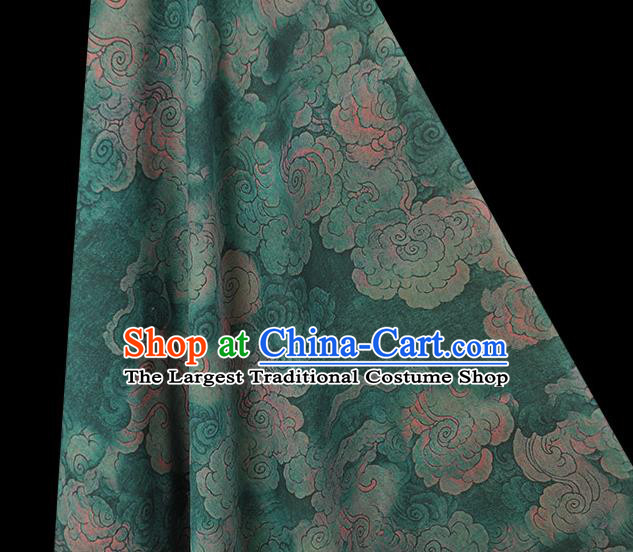 Chinese Green Cloth Classical Cloud Pattern Silk Fabric Traditional Cheongsam Gambiered Guangdong Gauze