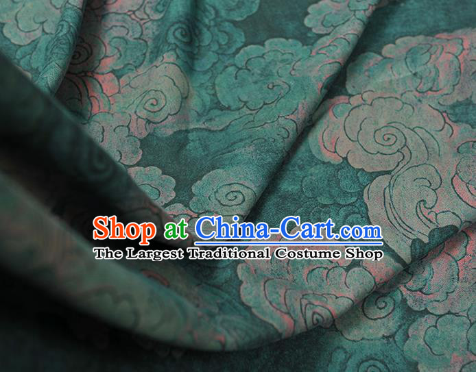 Chinese Green Cloth Classical Cloud Pattern Silk Fabric Traditional Cheongsam Gambiered Guangdong Gauze