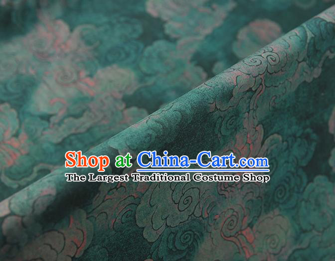 Chinese Green Cloth Classical Cloud Pattern Silk Fabric Traditional Cheongsam Gambiered Guangdong Gauze