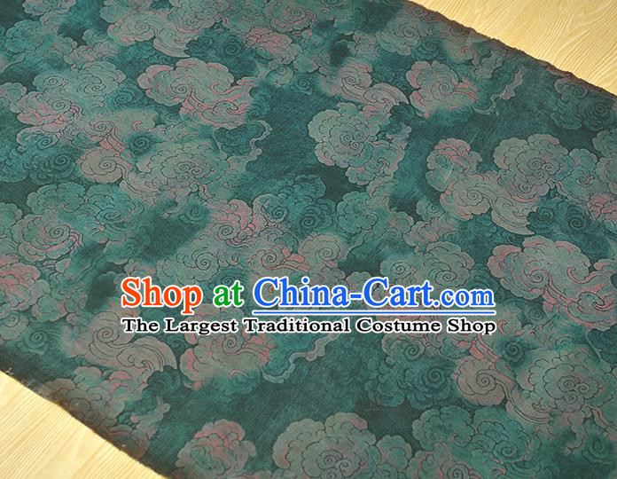 Chinese Green Cloth Classical Cloud Pattern Silk Fabric Traditional Cheongsam Gambiered Guangdong Gauze