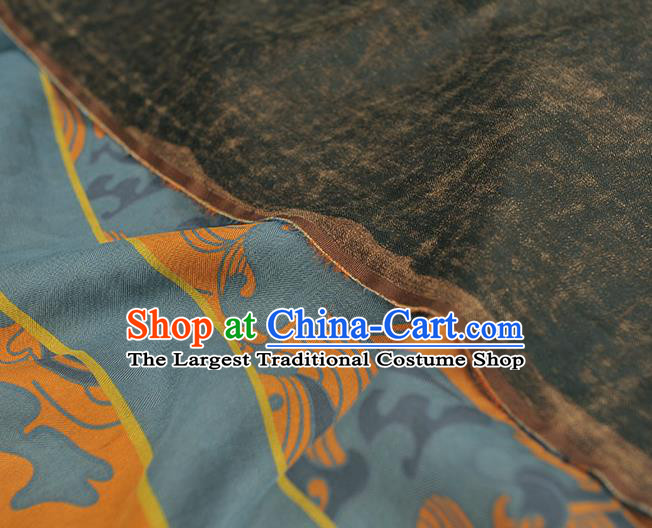 Chinese Blue Cloth Traditional Cheongsam Gambiered Guangdong Gauze Classical Sailboat Pattern Silk Fabric