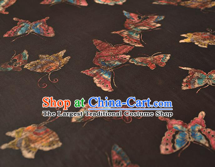 Chinese Traditional Red Gambiered Guangdong Gauze Classical Butterfly Pattern Silk Fabric Cheongsam Satin Cloth
