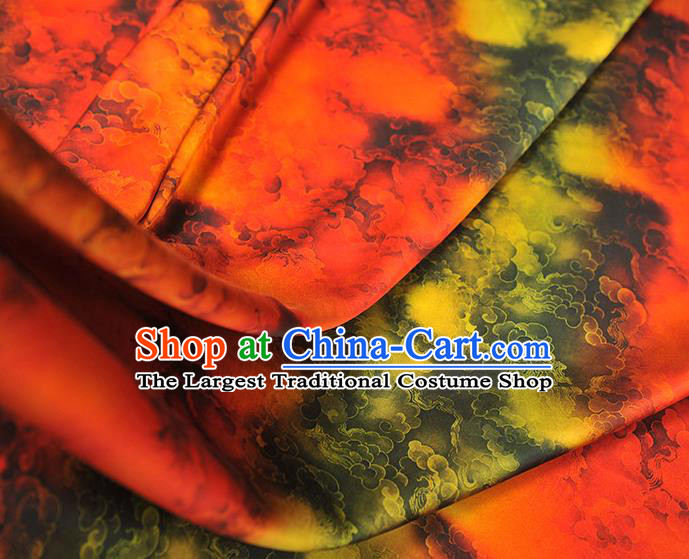 Chinese Cheongsam Classical Clouds Pattern Satin Cloth Traditional Gambiered Guangdong Gauze Jacquard Red Silk Fabric