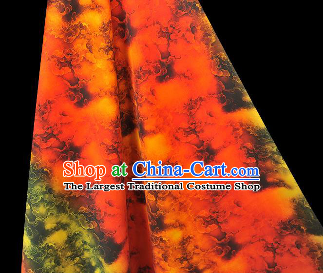 Chinese Cheongsam Classical Clouds Pattern Satin Cloth Traditional Gambiered Guangdong Gauze Jacquard Red Silk Fabric