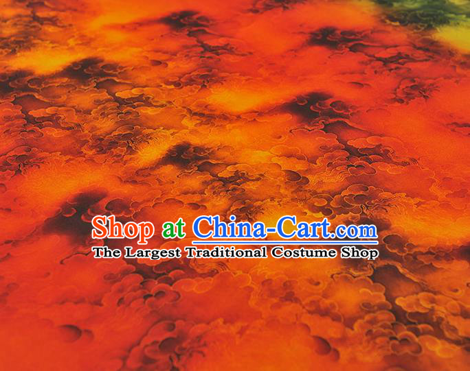 Chinese Cheongsam Classical Clouds Pattern Satin Cloth Traditional Gambiered Guangdong Gauze Jacquard Red Silk Fabric