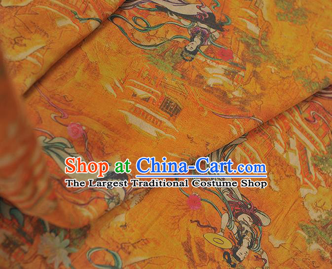 Chinese Classical Goddess Pattern Silk Material Traditional Fabric Cheongsam Gambiered Guangdong Gauze