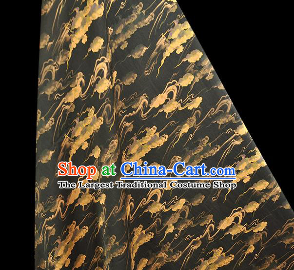 Chinese Classical Clouds Pattern Silk Material Traditional Black Satin Fabric Cheongsam Gambiered Guangdong Gauze