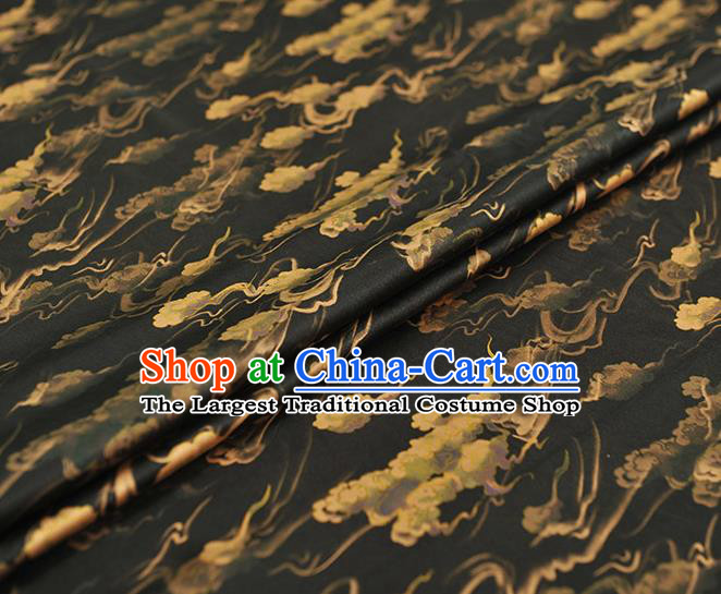 Chinese Classical Clouds Pattern Silk Material Traditional Black Satin Fabric Cheongsam Gambiered Guangdong Gauze