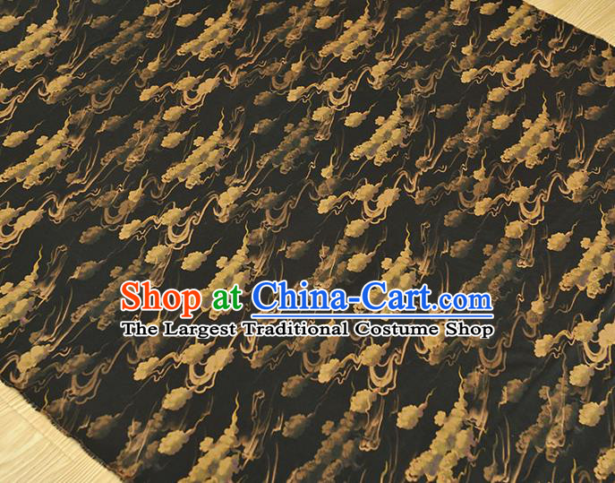 Chinese Classical Clouds Pattern Silk Material Traditional Black Satin Fabric Cheongsam Gambiered Guangdong Gauze